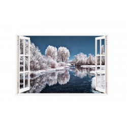 Sticker decorativ, Fereastra 3D winter, 85 cm, 160STK