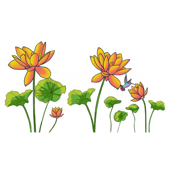 Sticker decorativ, Flore portocalie, 150 cm, 396STK-1