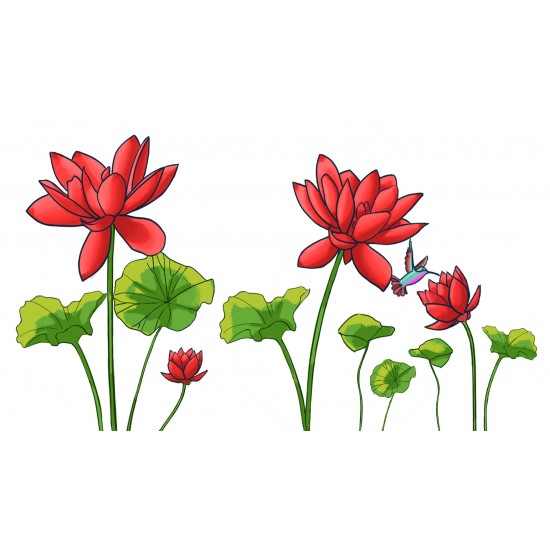 Sticker decorativ, Flore rosii, 150 cm, 396STK-2