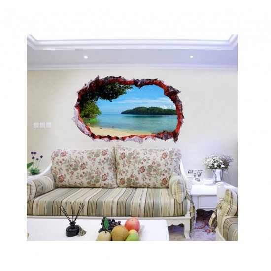 Sticker decorativ, Gaura in perete 3D, Ocean, 85 cm, 332STK-1