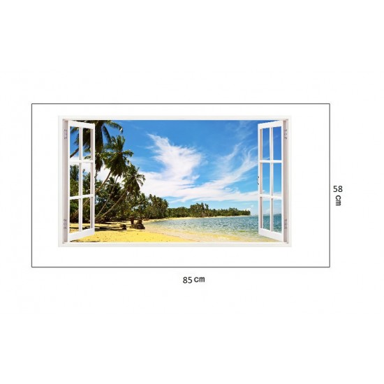 Sticker decorativ,  fereastra deschi saspre mare 90 cm, 62STK