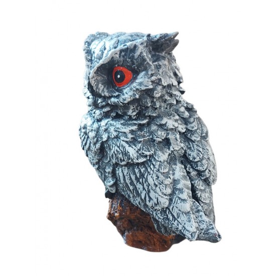 Bufnita asezata pe un trunchi de copac, Gri, 35 cm, JJ2428