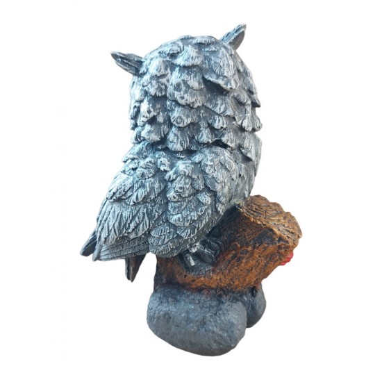 Bufnita asezata pe un trunchi de copac, Gri, 35 cm, JJ2428