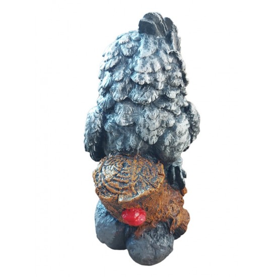 Bufnita asezata pe un trunchi de copac, Gri, 35 cm, JJ2428