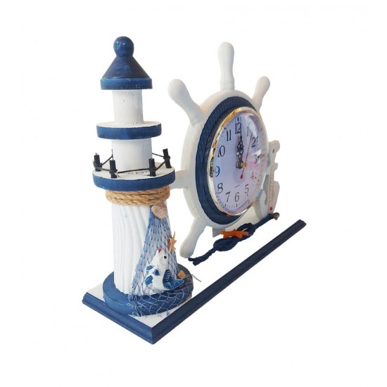 Ceas decorativ, Timona cu far, Albastru, 26 cm, K919A