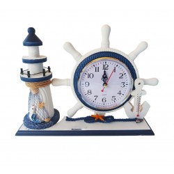 Ceas decorativ, Timona cu far si ancora, Albastru, 26 cm, K919A-1