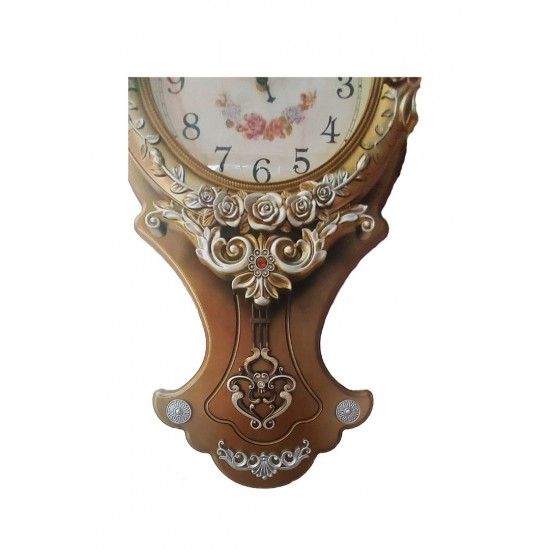 Ceas de perete cu pendul, Flowers, Silentios, 70 cm,  T2503-2