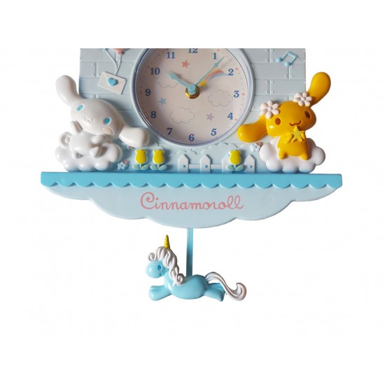 Ceas de perete cu pendul  in forma de Casuta pentru copii, Albastru, 30 cm, MHT620