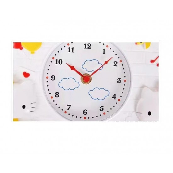 Ceas de perete cu pendul  in forma de Casuta pentru copii, Rosu, 30 cm, MHT620-1