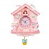 Ceas de perete cu pendul  in forma de Casuta pentru copii, Roz, 30 cm, MHT620-2
