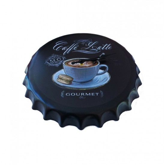 Ceas de perete in forma de capac de bere, Coffe latte, Metal, 40 cm,  540925X