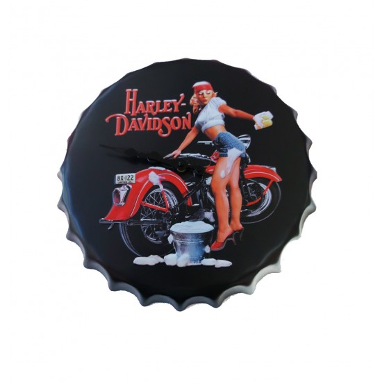 Ceas de perete in forma de capac de bere, Harley Davidson, Metal, 40 cm,  540926X