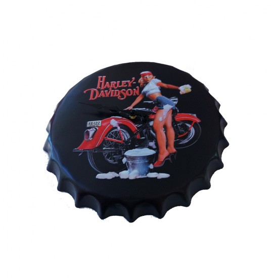Ceas de perete in forma de capac de bere, Harley Davidson, Metal, 40 cm,  540926X