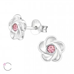 Cercei argint, Floare  cu cristale Swarovski Light Rose, A4S32771-2
