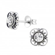 Cercei argint, Floare de la Bali cu cristale Swarovski White, A4S30073-1 Cercei argint, Floare de la Bali cu cristale Swarovski White, A4S30073-1