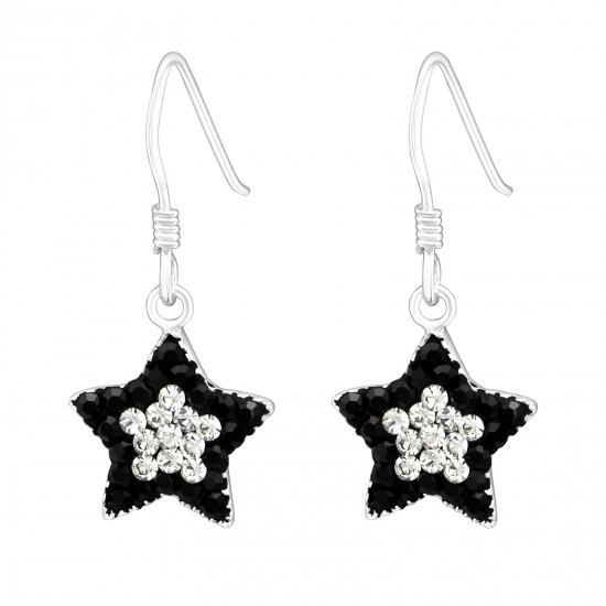 Cercei argint, Stea cu cristale, Black, A4S9667 Cercei argint, Stea cu cristale, Black, A4S9667