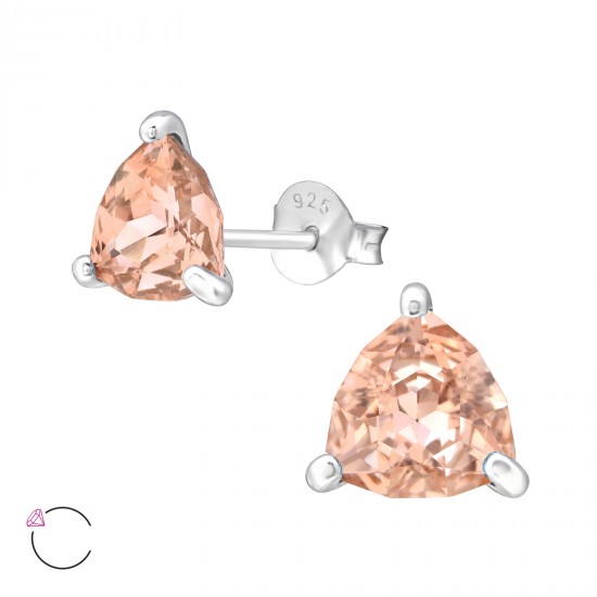 Cercei argint, Triunghi cu cristale Swarovski Vintage Rose, A4S35598-1