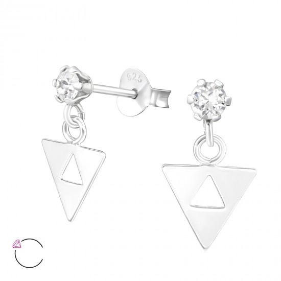 Cercei argint, Triunghi cu cristale Swarovski White, A4S37642 Cercei argint, Triunghi cu cristale Swarovski White, A4S37642