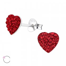  Cercei argint,  in forma de inima cu cristale Swarovski Light Siam, A4S24693