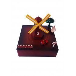 Cutie muzicala, cu cheita, Circuit in jurul Moarei de vant cu cheita, Maro, 15 cm, YL2023