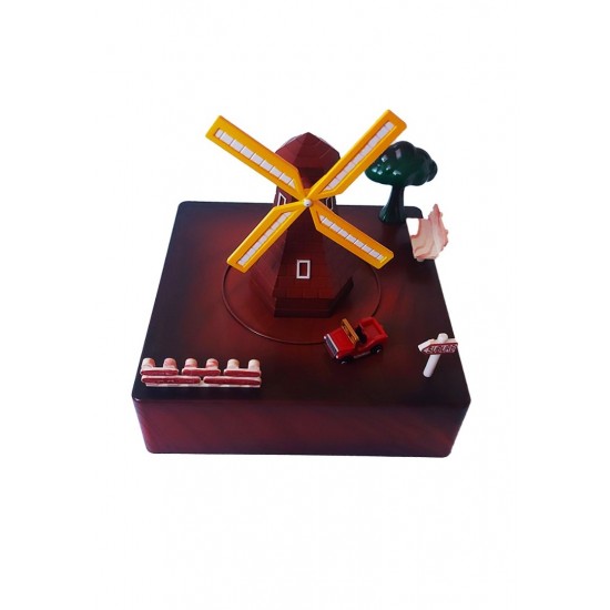 Cutie muzicala, cu cheita, Circuit in jurul Moarei de vant cu cheita, Maro, 15 cm, YL2023
