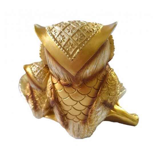 Fructiera decorativa, Bufnite pe frunza,  Auriu, 21 cm, GA21075-2A