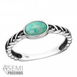 Inel argint, Oval cu piatra din Zirconiu, Green Turquoise, Marimea 52, A4S39248