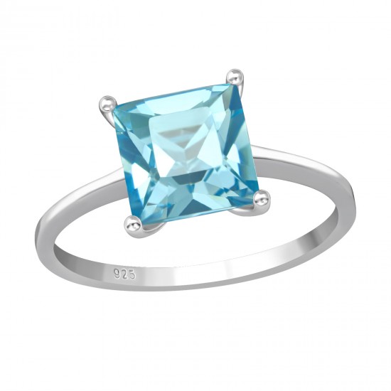 Inel argint, Patrat cu cristale Swarovski Blue Light, Marimea 52, A4S39224