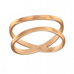 Inel argint placat cu aur roz 14K,  Incrucisat, Marimea 57, A4S39506