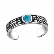 Inel de picior argint,  Rotund, Blue Turquoise Reglabil, A4S27897