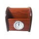 Ornament de birou cu ceas din lemn, Maro, 12 cm, 3561DX