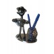 Ornament decorativ, Muzicant din metal cu suport de pixuri, Nergu, 18 cm, 356-5DX
