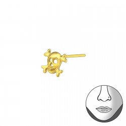 Piercing nas Argint placat cu aur 18K, Craniu, A4S33471