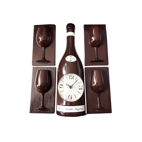 Set ceas de perete, Sticla de sampanie cu 4 pahare, 36  cm, 00788