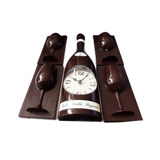 Set ceas de perete, Sticla de sampanie cu 4 pahare, 36  cm, 00788