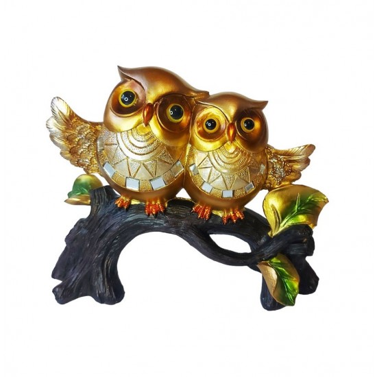 Statueta Decorativa, Bufnite pe creanga de copac, Auriu, 22 cm, GA21231