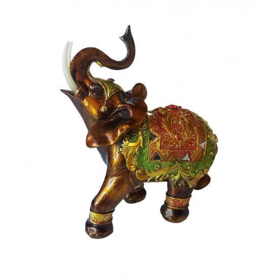 Statueta Decorativa, Elefant cu trompa in sus, Maro, 14 cm, GA24409
