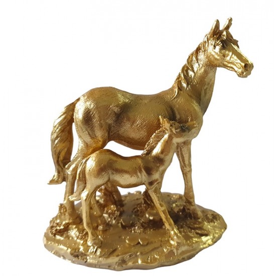 Statueta decorativa, Cal si manz,  Auriu, 13 cm, XQ202149