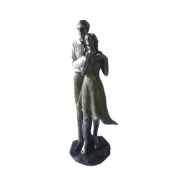 Statueta decorativa, Cuplu de Indragostiti, Argintiu, 21 cm, GXL009
