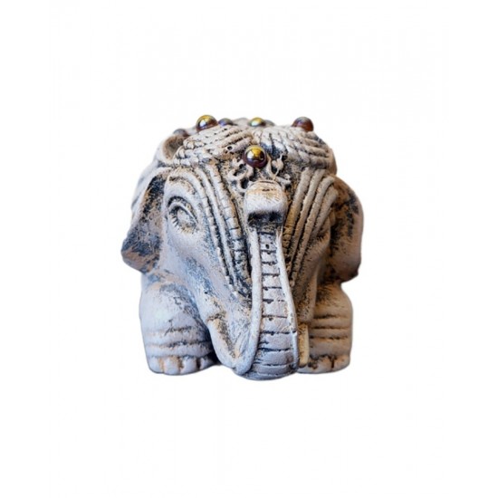 Statueta decorativa, Elefant cu perle, Gri, 14 cm, DVSAS072