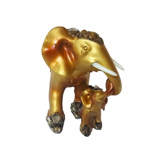Statueta decorativa, Elefant cu pui, Auriu, 15 cm, XQ13009 Statueta decorativa, Elefant cu pui, Auriu, 15 cm, XQ13009