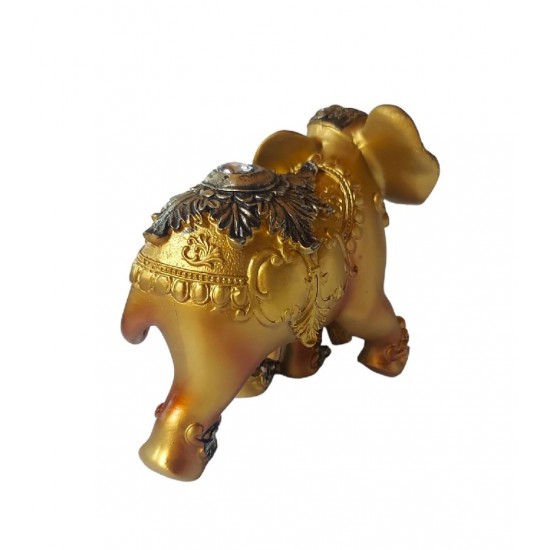 Statueta decorativa, Elefant cu pui, Auriu, 15 cm, XQ13009 Statueta decorativa, Elefant cu pui, Auriu, 15 cm, XQ13009