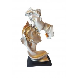 Statueta decorativa, Indragostiti, Argintiu, 25 cm, CQ5952