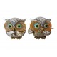 Statueta decorativa, Set 4 bufnite cu instrumente muzicale, Maro, 10 cm, GA2818