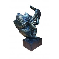 Statueta decorativa masca, Negru-Auriu, 22 cm, 637CB-1