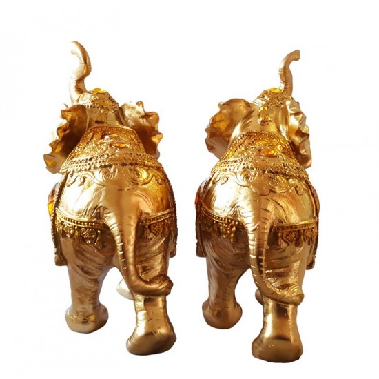Statuete decorative, 2 Elefanti, Auriu, 21 cm, GXL023
