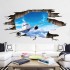 Sticker decorativ 3D, Gaura in perete, avion pe cer  115 cm, 97STK