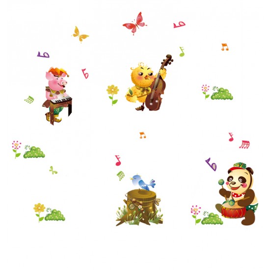 Sticker decorativ, Animalute cu instrumente muzicale 218 cm, 99STK