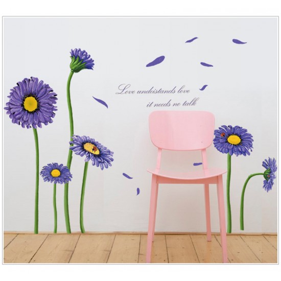 Sticker decorativ, Crizanteme albastre 178 cm, 133STK