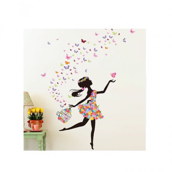 Sticker decorativ, Fluturasi colorati,multicolor 172 cm, 46STK